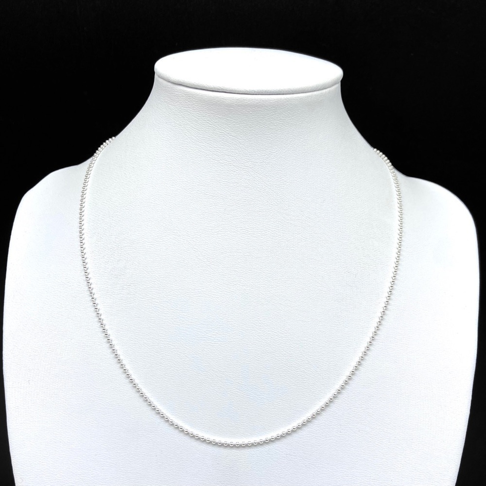 16” Sterling Silver Ball Beaded Chain Necklace Solid 925 Italy Italian Layering - Picture 5 of 9